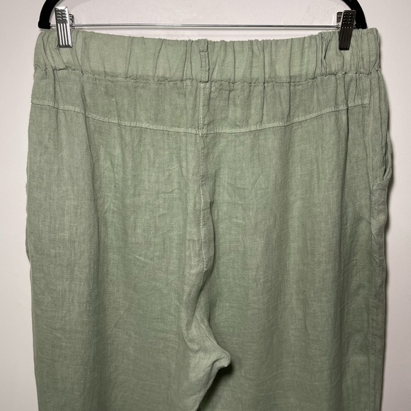 Lungo L’Arno Women’s Sage Green 100% linen wide leg pull on pants in 1X - Picture 6 of 7